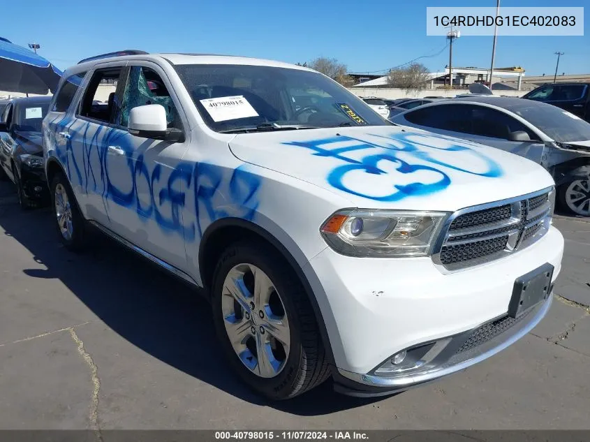 2014 Dodge Durango Limited VIN: 1C4RDHDG1EC402083 Lot: 40798015