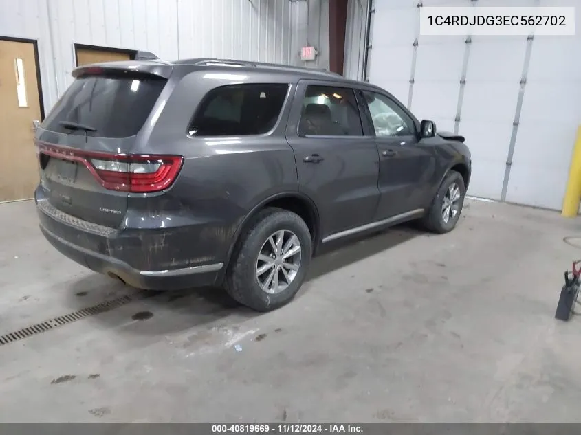 1C4RDJDG3EC562702 2014 Dodge Durango Limited