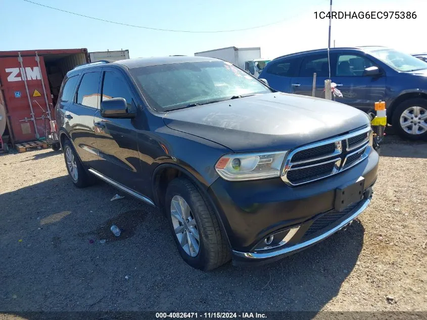 2014 Dodge Durango Sxt VIN: 1C4RDHAG6EC975386 Lot: 40826471