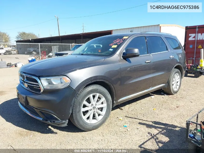 2014 Dodge Durango Sxt VIN: 1C4RDHAG6EC975386 Lot: 40826471