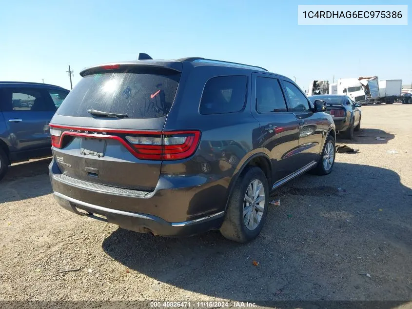 2014 Dodge Durango Sxt VIN: 1C4RDHAG6EC975386 Lot: 40826471