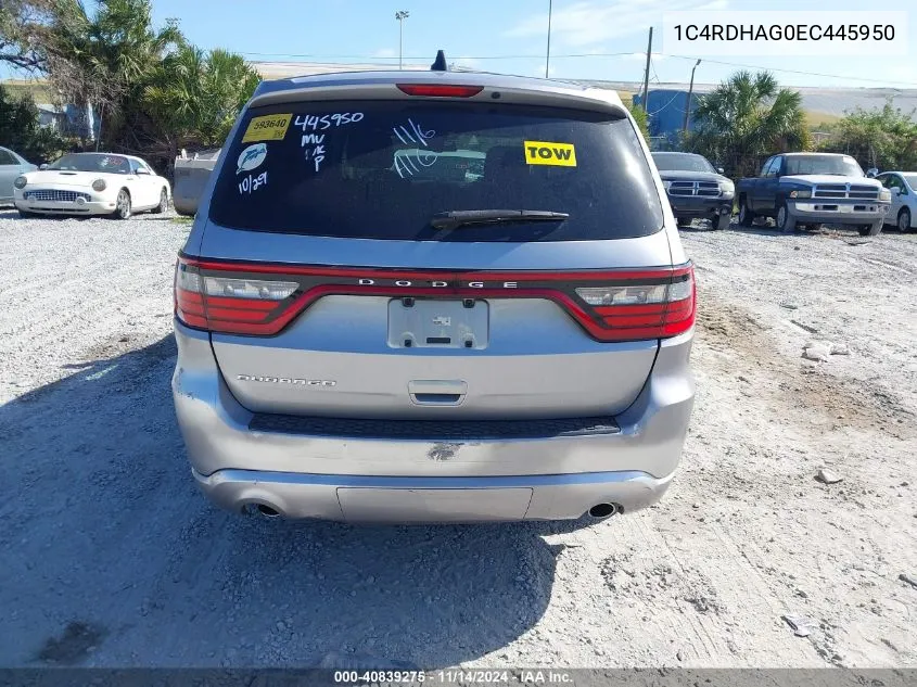 2014 Dodge Durango Sxt VIN: 1C4RDHAG0EC445950 Lot: 40839275