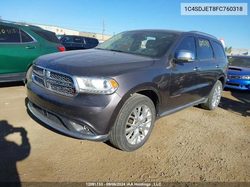 1C4SDJET8FC760318 2015 Dodge Durango Citadel