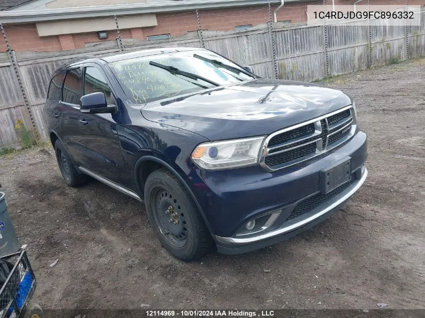 2015 Dodge Durango Limited VIN: 1C4RDJDG9FC896332 Lot: 12114969