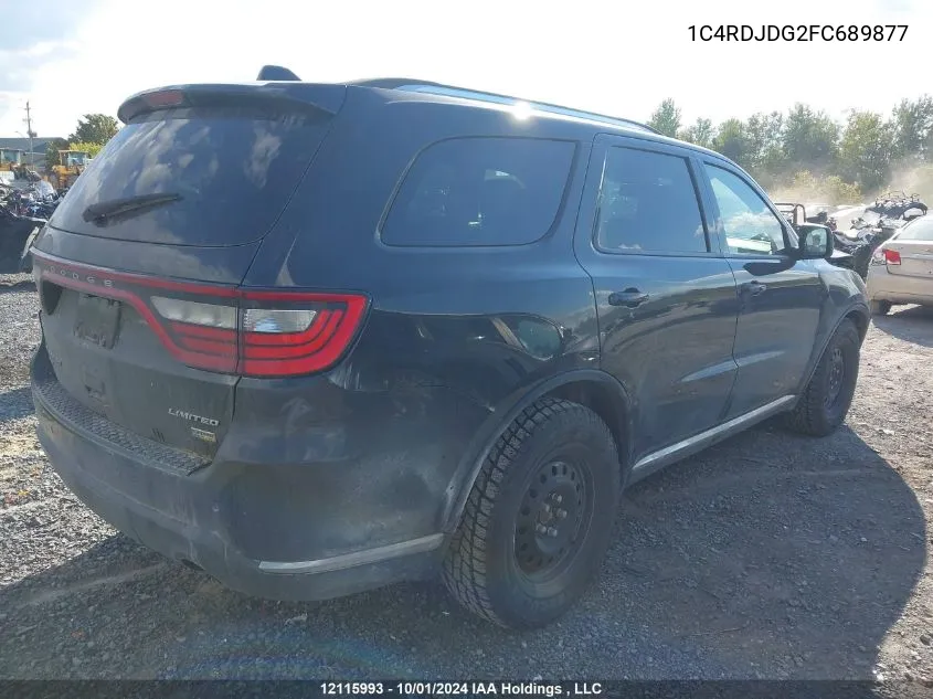 2015 Dodge Durango Limited VIN: 1C4RDJDG2FC689877 Lot: 12115993