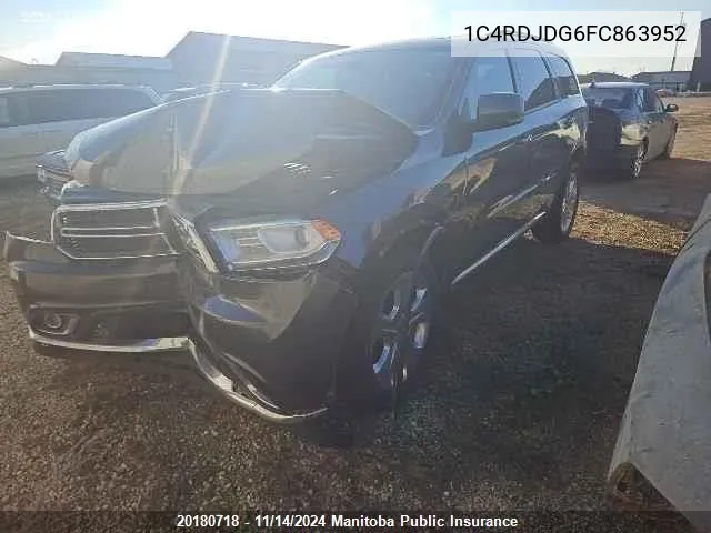 2015 Dodge Durango Limited VIN: 1C4RDJDG6FC863952 Lot: 20180718