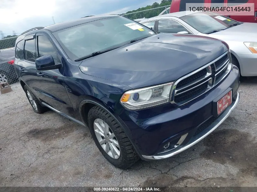 2015 Dodge Durango Sxt VIN: 1C4RDHAG4FC145443 Lot: 39240622