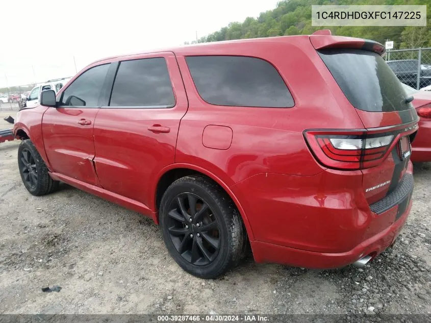 2015 Dodge Durango Limited VIN: 1C4RDHDGXFC147225 Lot: 39287466