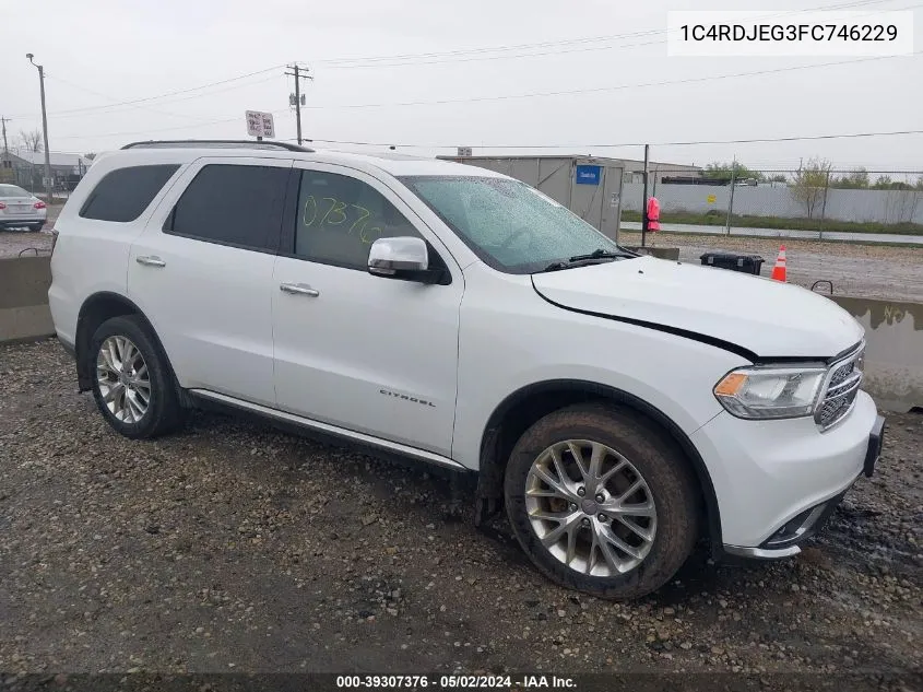 2015 Dodge Durango Citadel VIN: 1C4RDJEG3FC746229 Lot: 39307376