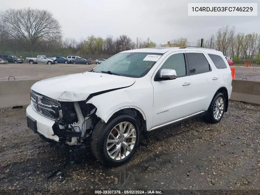 1C4RDJEG3FC746229 2015 Dodge Durango Citadel