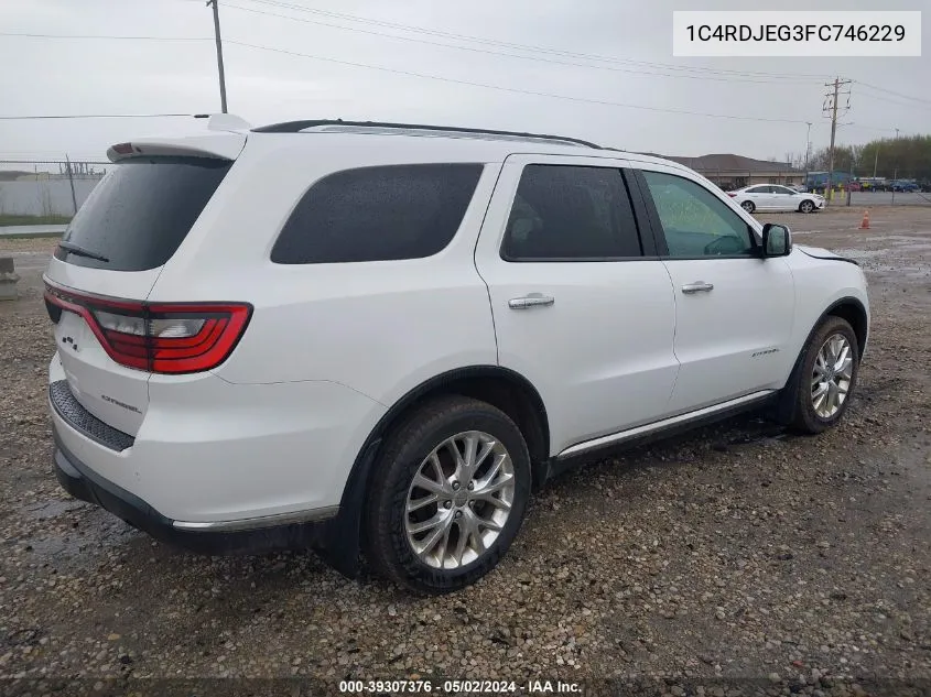 1C4RDJEG3FC746229 2015 Dodge Durango Citadel