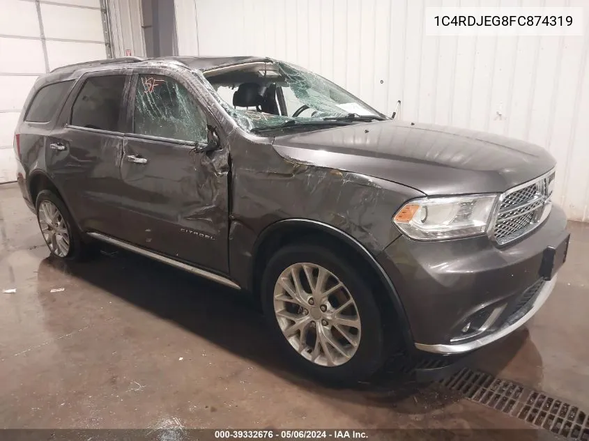 1C4RDJEG8FC874319 2015 Dodge Durango Citadel