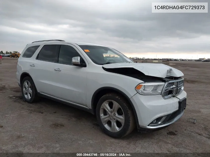 2015 Dodge Durango Sxt VIN: 1C4RDHAG4FC729373 Lot: 39443746