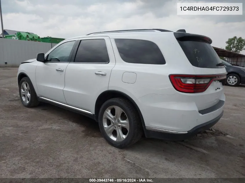 2015 Dodge Durango Sxt VIN: 1C4RDHAG4FC729373 Lot: 39443746