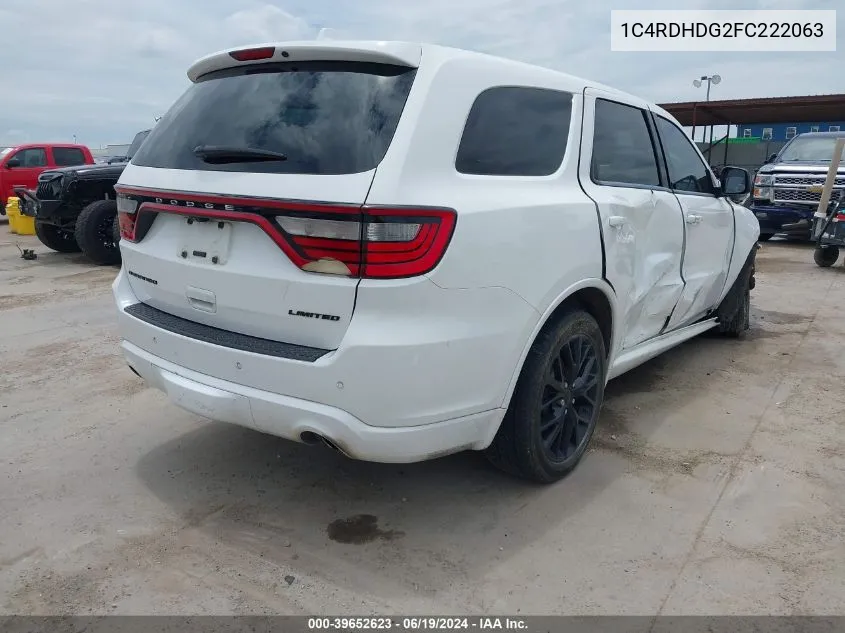 1C4RDHDG2FC222063 2015 Dodge Durango Limited