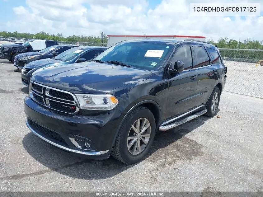 2015 Dodge Durango Limited VIN: 1C4RDHDG4FC817125 Lot: 39696437