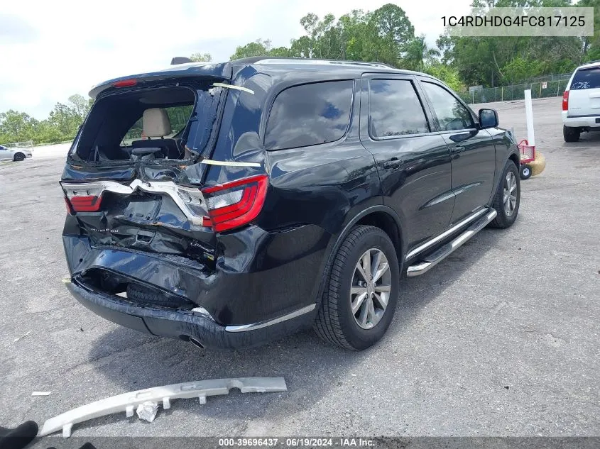 2015 Dodge Durango Limited VIN: 1C4RDHDG4FC817125 Lot: 39696437