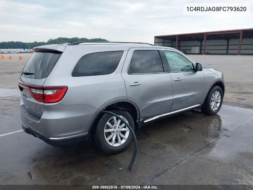 2015 Dodge Durango Sxt VIN: 1C4RDJAG8FC793620 Lot: 39802516