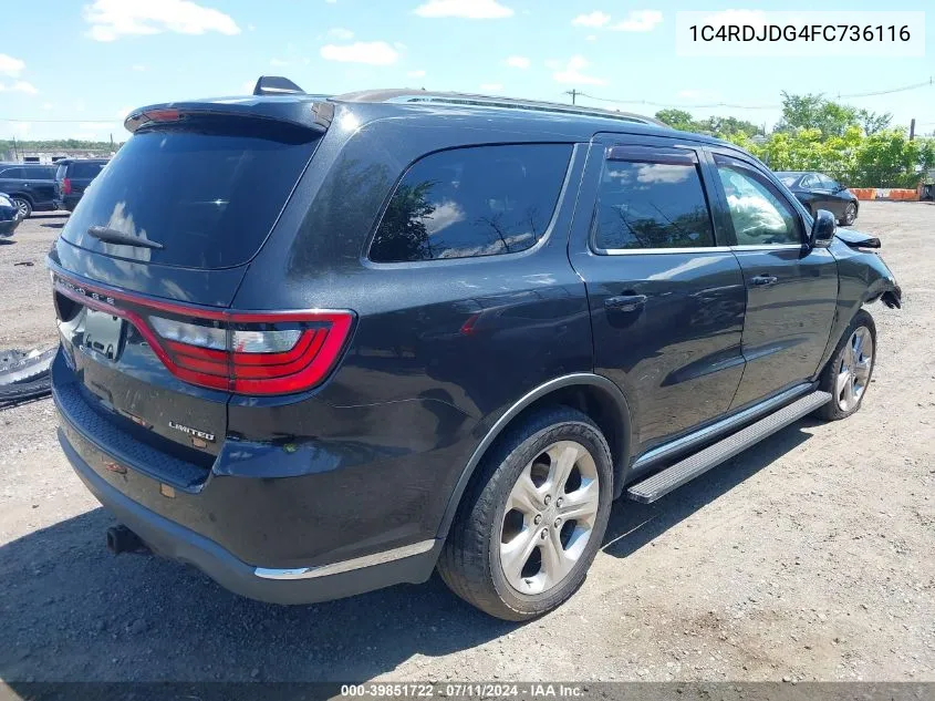 2015 Dodge Durango Limited VIN: 1C4RDJDG4FC736116 Lot: 39851722