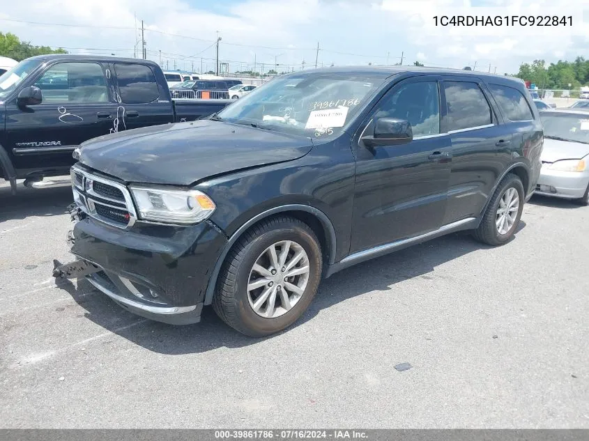 2015 Dodge Durango Sxt VIN: 1C4RDHAG1FC922841 Lot: 39861786