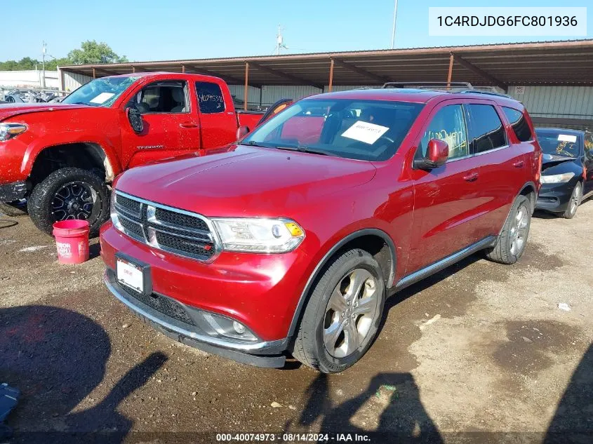 2015 Dodge Durango Limited VIN: 1C4RDJDG6FC801936 Lot: 40074973