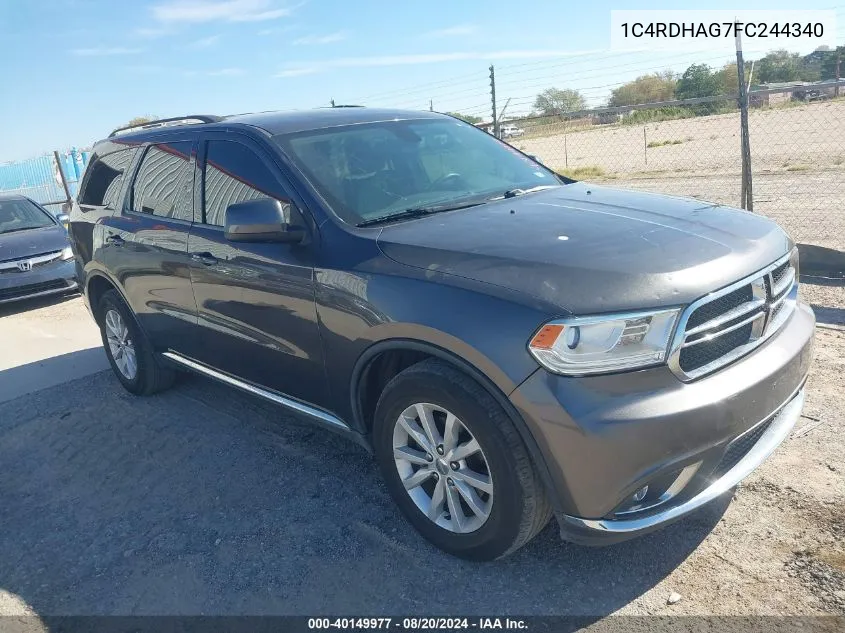 2015 Dodge Durango Sxt VIN: 1C4RDHAG7FC244340 Lot: 40149977