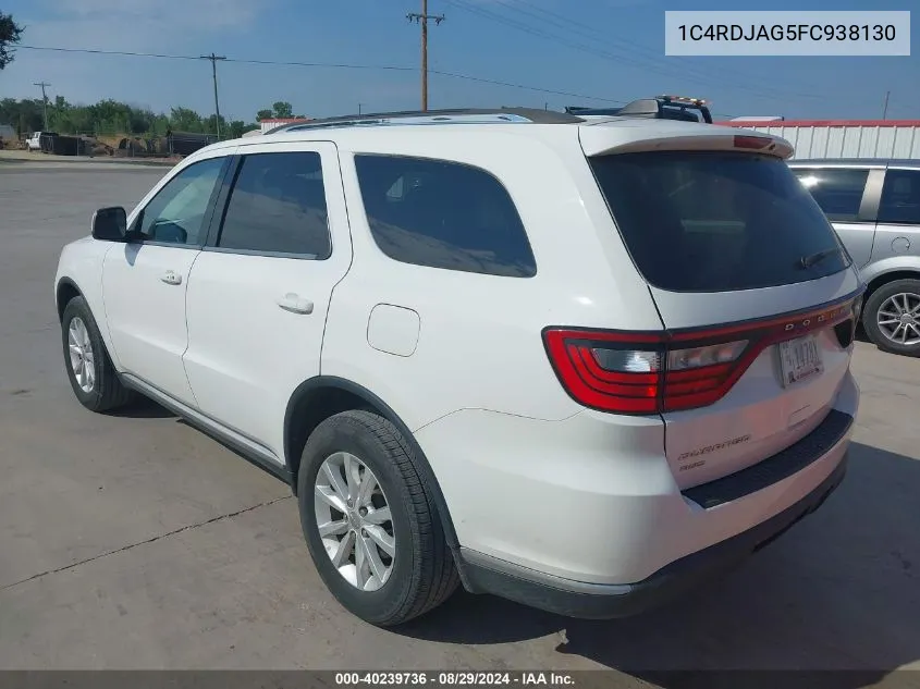 1C4RDJAG5FC938130 2015 Dodge Durango Sxt