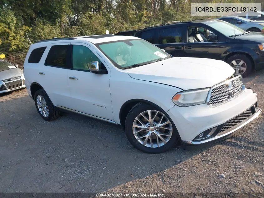 2015 Dodge Durango Citadel VIN: 1C4RDJEG3FC148142 Lot: 40278027