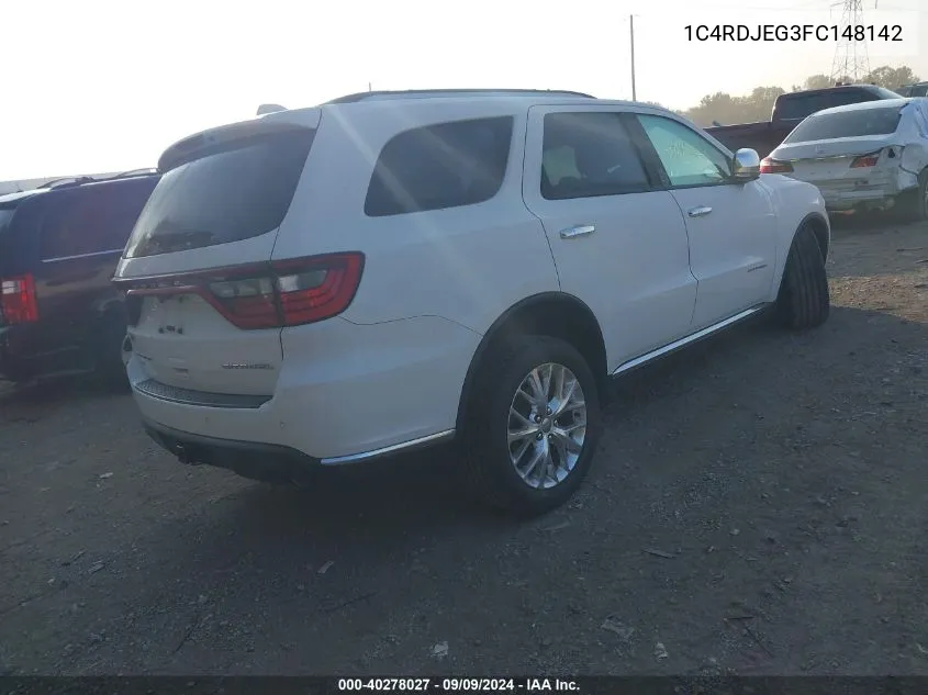 2015 Dodge Durango Citadel VIN: 1C4RDJEG3FC148142 Lot: 40278027