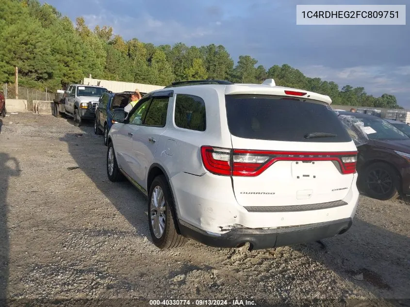 1C4RDHEG2FC809751 2015 Dodge Durango Citadel