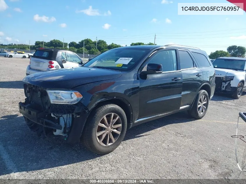 2015 Dodge Durango Limited VIN: 1C4RDJDG5FC760957 Lot: 40338858