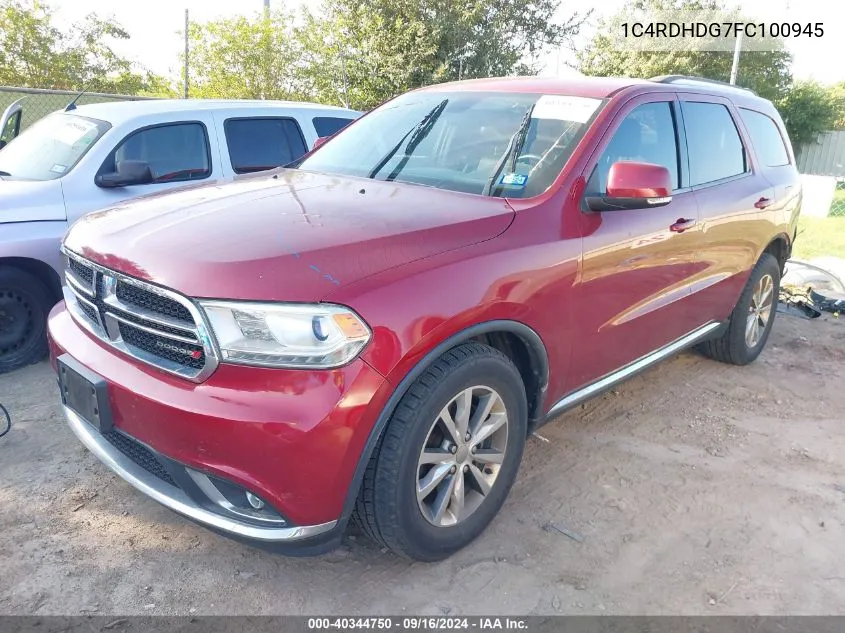 2015 Dodge Durango Limited VIN: 1C4RDHDG7FC100945 Lot: 40344750