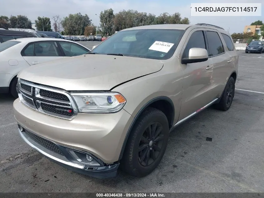 2015 Dodge Durango Sxt VIN: 1C4RDJAG7FC114517 Lot: 40346438