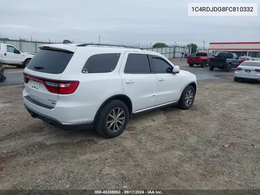 2015 Dodge Durango Limited VIN: 1C4RDJDG8FC810332 Lot: 40359063