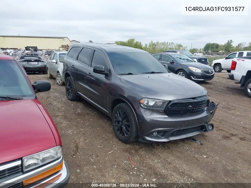 2015 Dodge Durango Sxt VIN: 1C4RDJAG1FC931577 Lot: 40388726