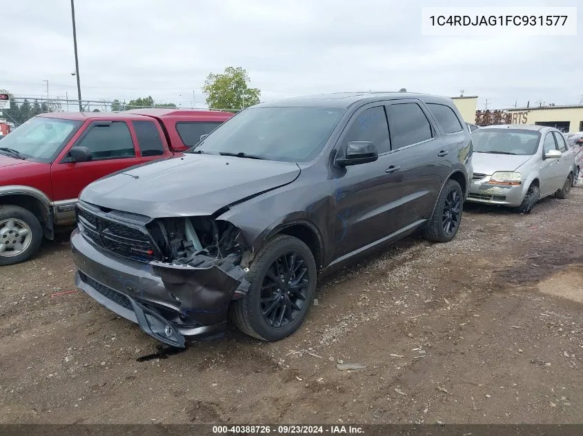 2015 Dodge Durango Sxt VIN: 1C4RDJAG1FC931577 Lot: 40388726