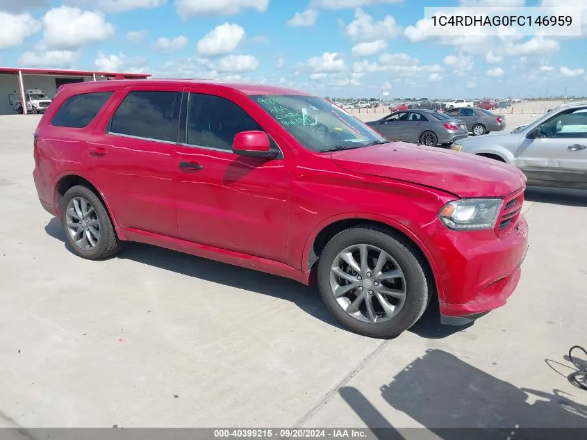 2015 Dodge Durango Sxt VIN: 1C4RDHAG0FC146959 Lot: 40399215