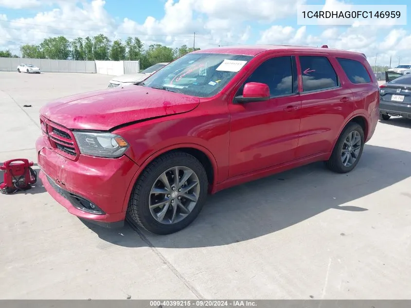 2015 Dodge Durango Sxt VIN: 1C4RDHAG0FC146959 Lot: 40399215