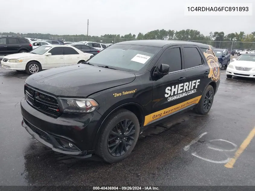 2015 Dodge Durango Sxt VIN: 1C4RDHAG6FC891893 Lot: 40436904