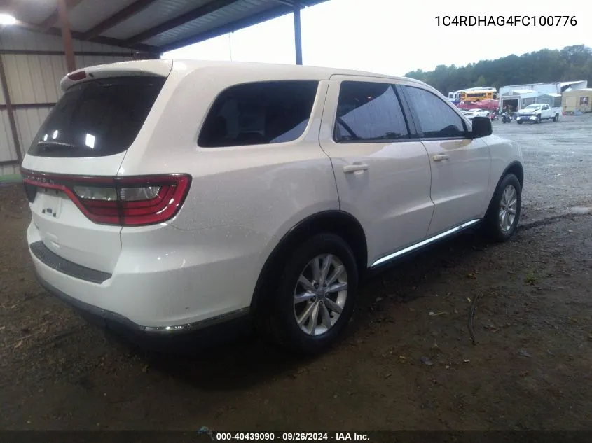 1C4RDHAG4FC100776 2015 Dodge Durango Sxt