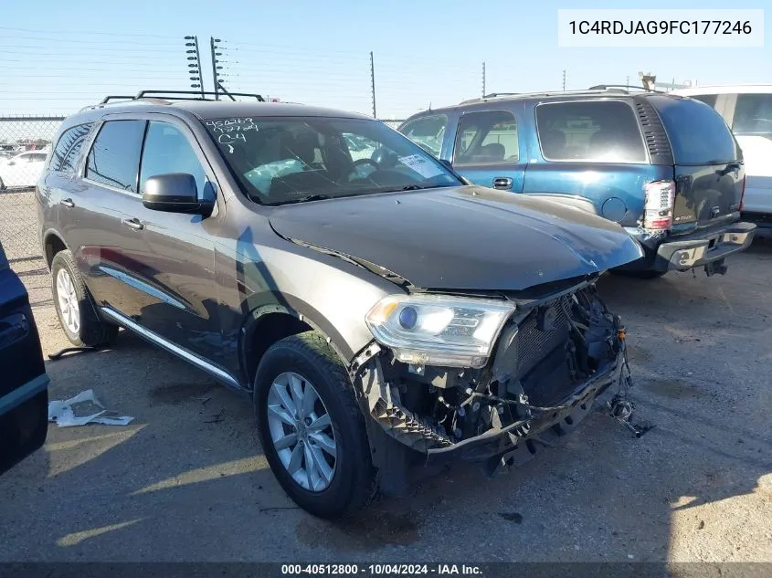 2015 Dodge Durango Sxt VIN: 1C4RDJAG9FC177246 Lot: 40512800