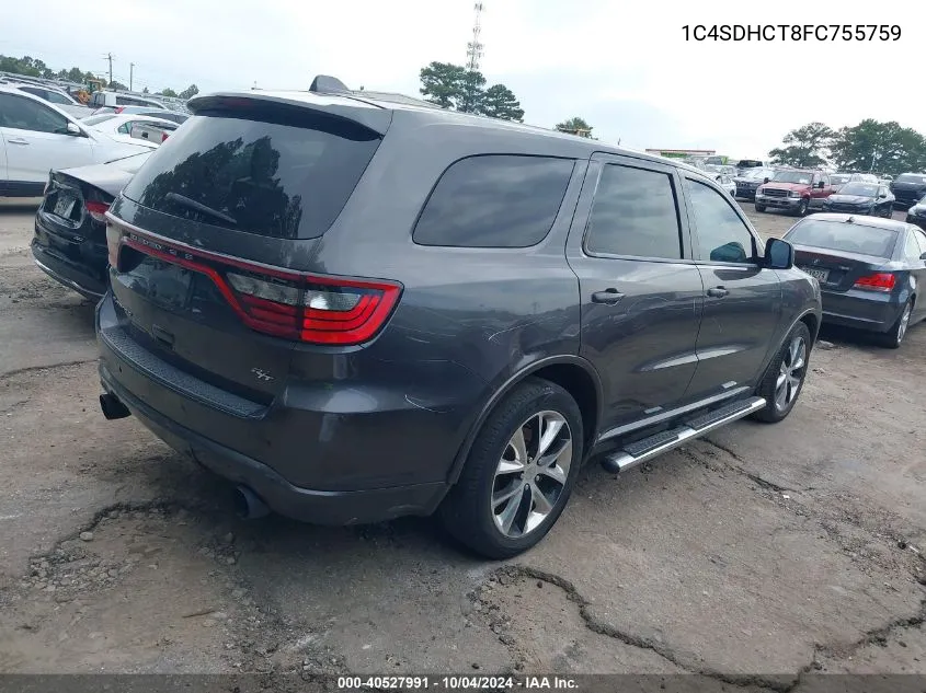 2015 Dodge Durango R/T VIN: 1C4SDHCT8FC755759 Lot: 40527991