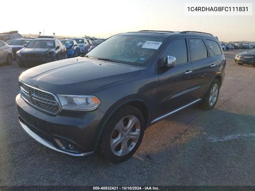 2015 Dodge Durango Sxt VIN: 1C4RDHAG8FC111831 Lot: 40532421