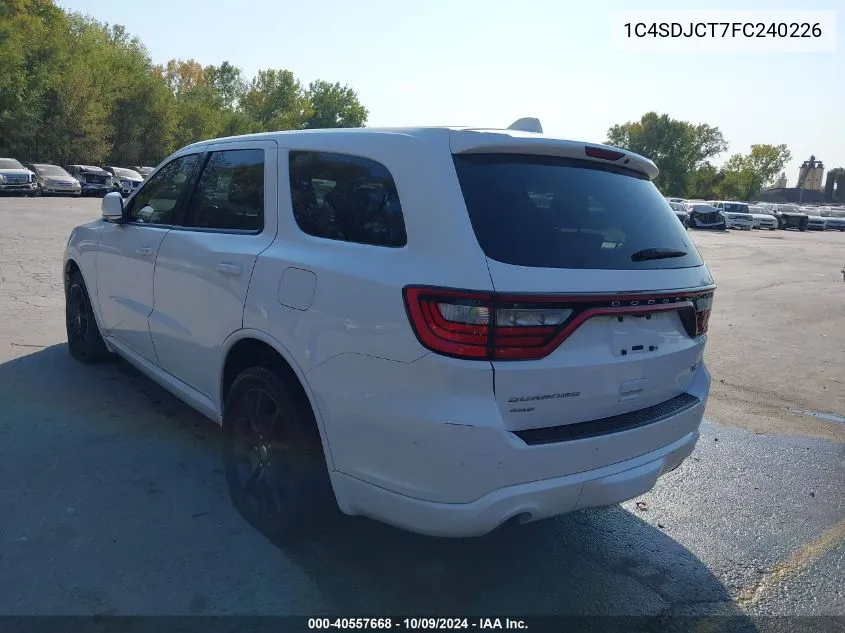 2015 Dodge Durango R/T VIN: 1C4SDJCT7FC240226 Lot: 40557668