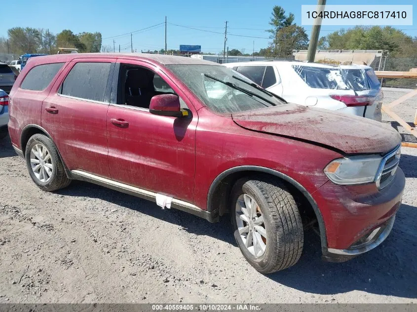 2015 Dodge Durango Sxt VIN: 1C4RDHAG8FC817410 Lot: 40559405