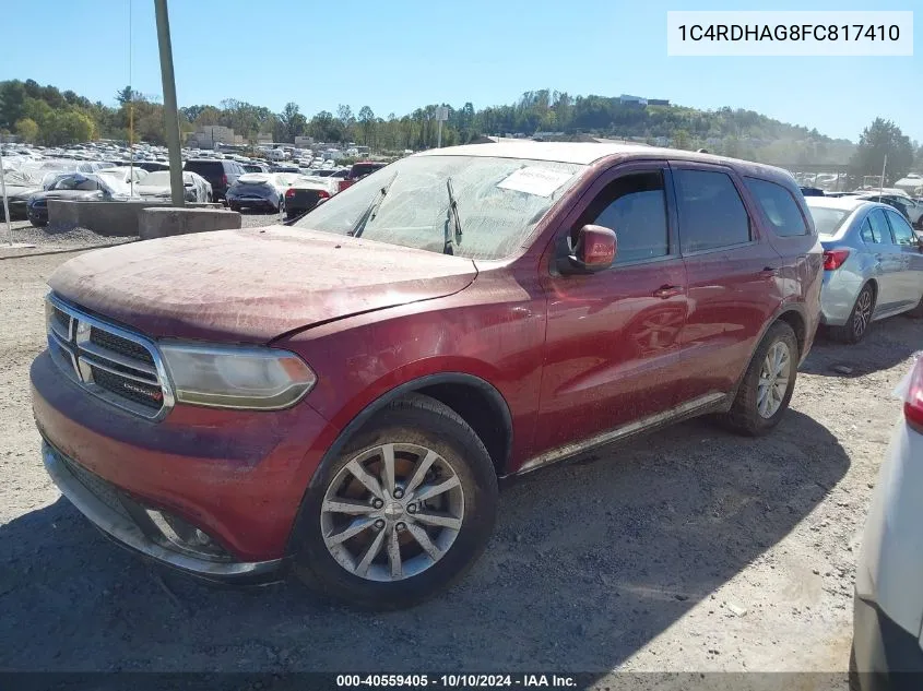 2015 Dodge Durango Sxt VIN: 1C4RDHAG8FC817410 Lot: 40559405