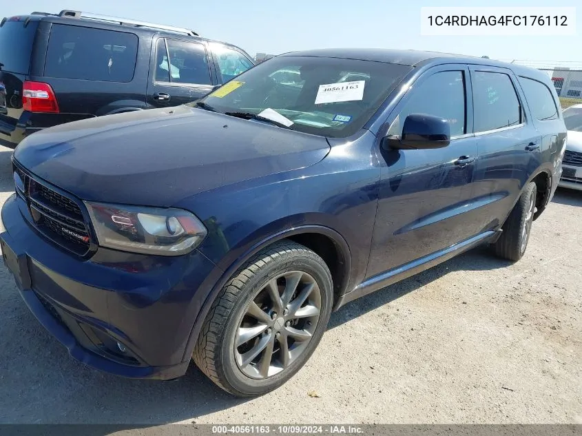 2015 Dodge Durango Sxt VIN: 1C4RDHAG4FC176112 Lot: 40561163