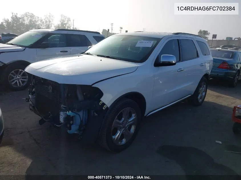 2015 Dodge Durango Sxt VIN: 1C4RDHAG6FC702384 Lot: 40571373