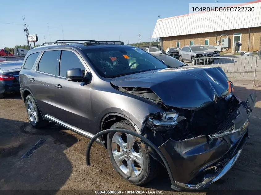 2015 Dodge Durango Limited VIN: 1C4RDHDG6FC722730 Lot: 40598868