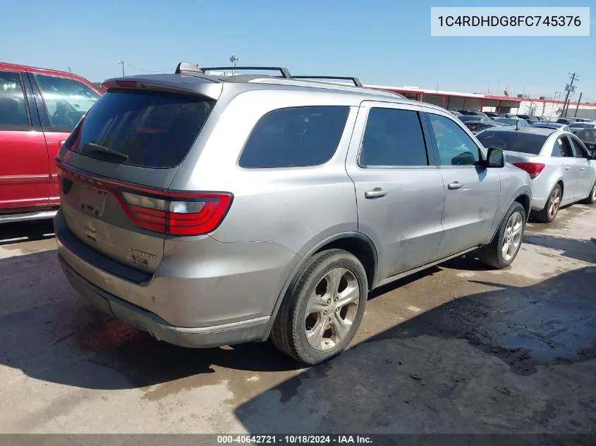 2015 Dodge Durango Limited VIN: 1C4RDHDG8FC745376 Lot: 40642721